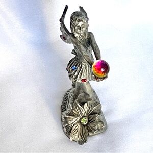 Mobex 1993 Magical Fairy Pewter Statuette Color Change Sphere in Hand 2.5" Tall